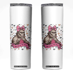 Funny Bigfoot Knitting Skinny Tumbler Knitter In The Wild TS12 White Print Your Wear