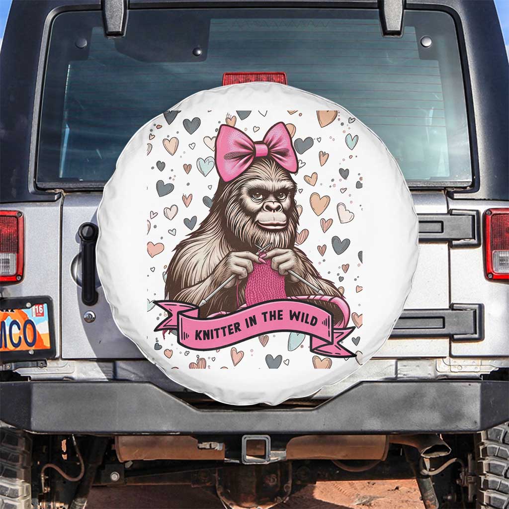 Funny Bigfoot Knitting Spare Tire Cover Knitter In The Wild TS12 No hole White Print Your Wear