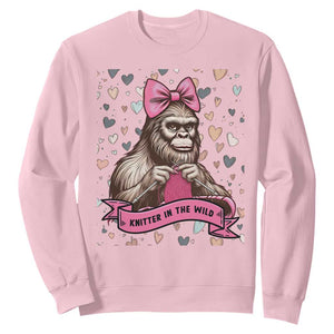 Funny Bigfoot Knitting Sweatshirt Knitter In The Wild TS12 Light Pink Print Your Wear