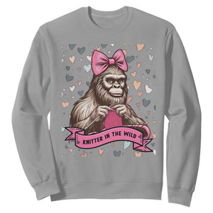 Funny Bigfoot Knitting Sweatshirt Knitter In The Wild TS12 Sport Gray Print Your Wear