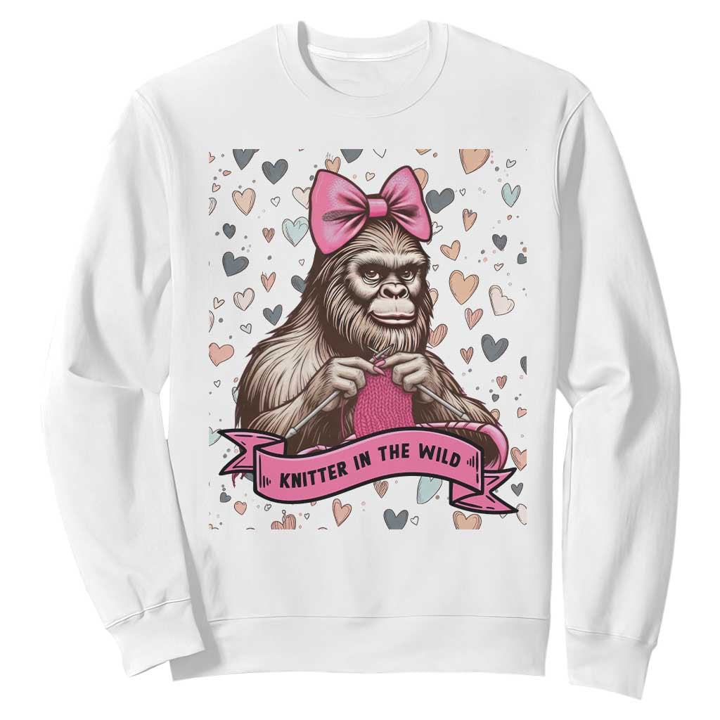 Funny Bigfoot Knitting Sweatshirt Knitter In The Wild TS12 White Print Your Wear