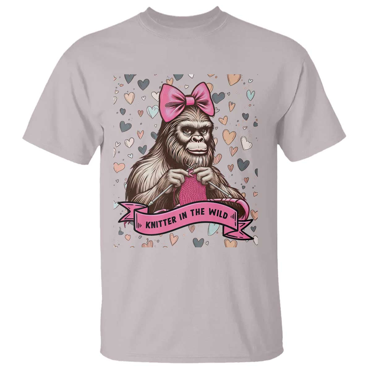 Funny Bigfoot Knitting T Shirt Knitter In The Wild TS12 Ice Gray Print Your Wear
