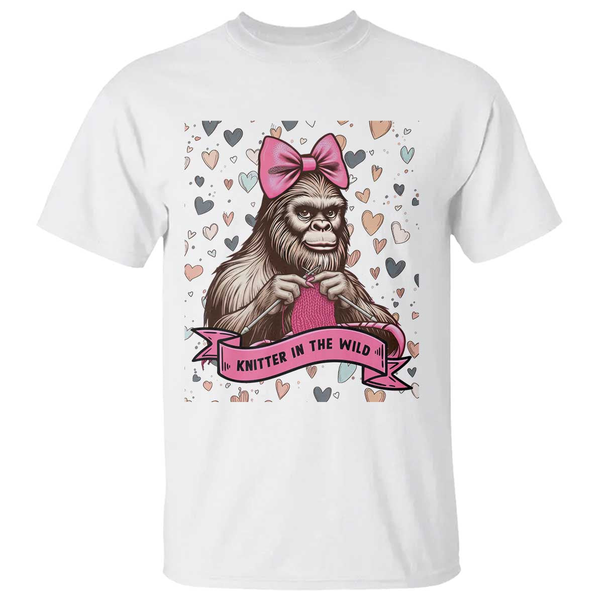 Funny Bigfoot Knitting T Shirt Knitter In The Wild - Print Your Wear
