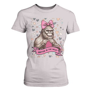 Funny Bigfoot Knitting T Shirt For Women Knitter In The Wild TS12 Ice Gray Print Your Wear