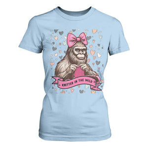 Funny Bigfoot Knitting T Shirt For Women Knitter In The Wild TS12 Light Blue Print Your Wear