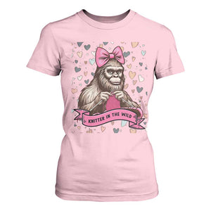 Funny Bigfoot Knitting T Shirt For Women Knitter In The Wild TS12 Light Pink Print Your Wear
