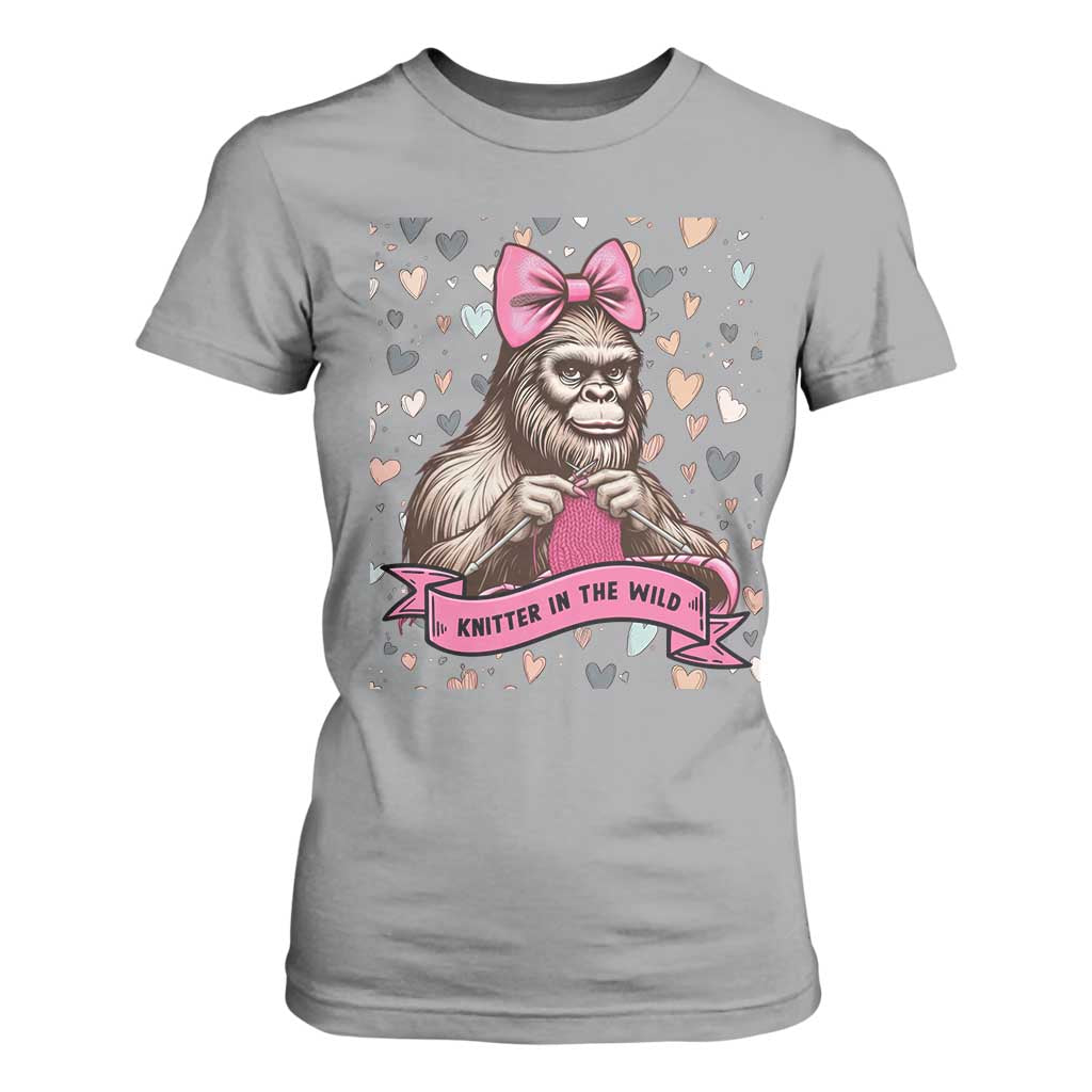 Funny Bigfoot Knitting T Shirt For Women Knitter In The Wild TS12 Sport Gray Print Your Wear