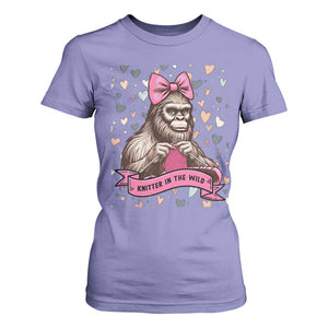 Funny Bigfoot Knitting T Shirt For Women Knitter In The Wild TS12 Violet Print Your Wear