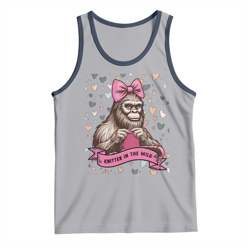 Funny Bigfoot Knitting Tank Top Knitter In The Wild TS12 Athletic Heather Navy Print Your Wear