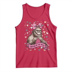 Funny Bigfoot Knitting Tank Top Knitter In The Wild TS12 Red Print Your Wear