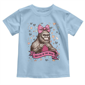Funny Bigfoot Knitting Toddler T Shirt Knitter In The Wild TS12 Light Blue Print Your Wear
