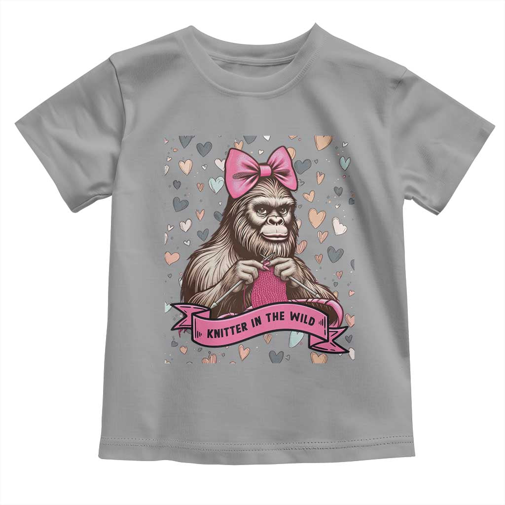 Funny Bigfoot Knitting Toddler T Shirt Knitter In The Wild TS12 Sport Gray Print Your Wear
