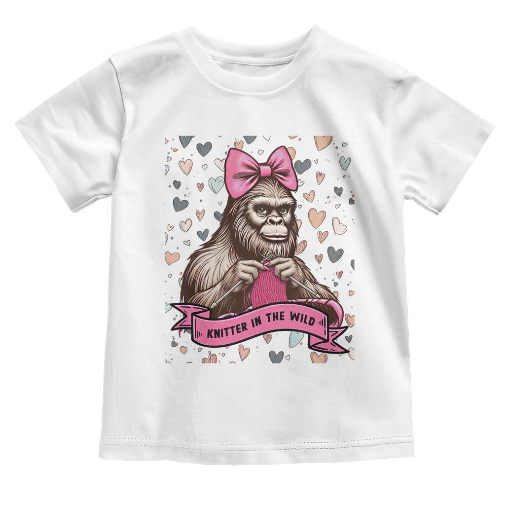 Funny Bigfoot Knitting Toddler T Shirt Knitter In The Wild TS12 White Print Your Wear