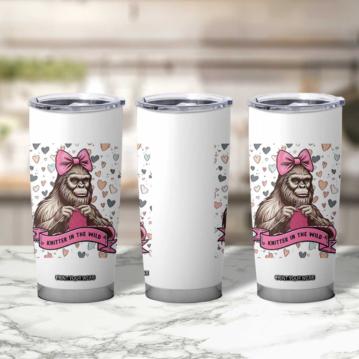 Funny Bigfoot Knitting Tumbler Cup Knitter In The Wild TS12 Print Your Wear