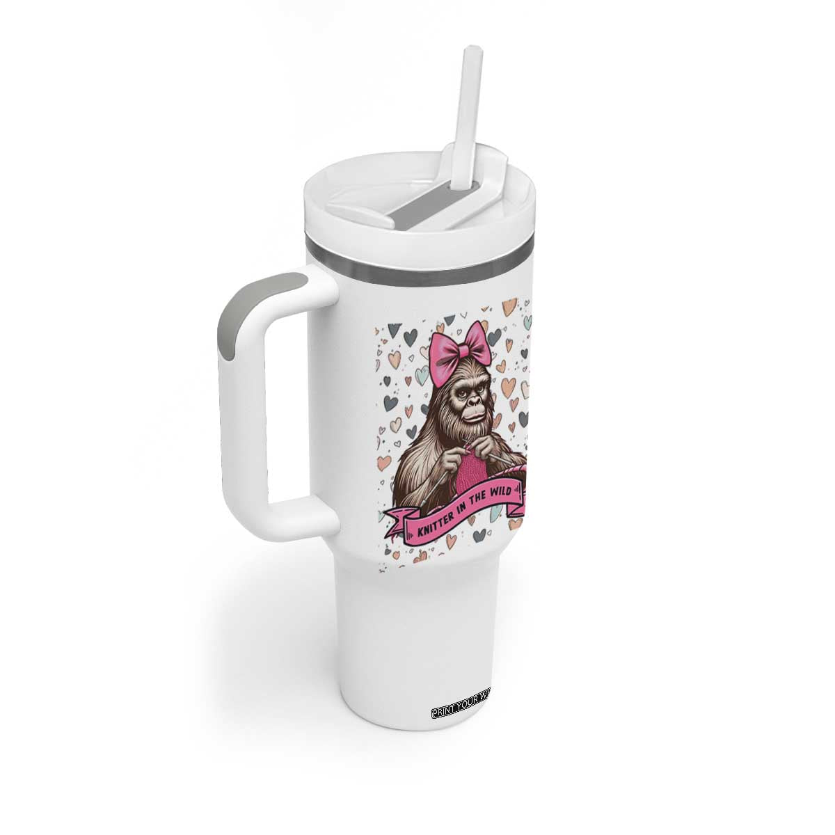 Funny Bigfoot Knitting Tumbler With Handle Knitter In The Wild TS12 Print Your Wear