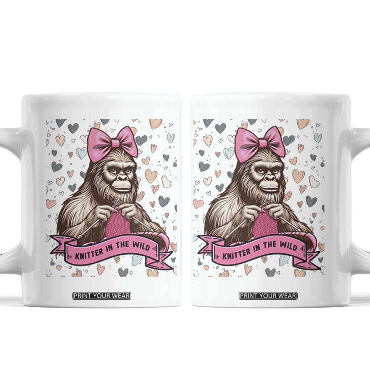 Funny Bigfoot Knitting Coffee Mug Knitter In The Wild TS12 White Print Your Wear