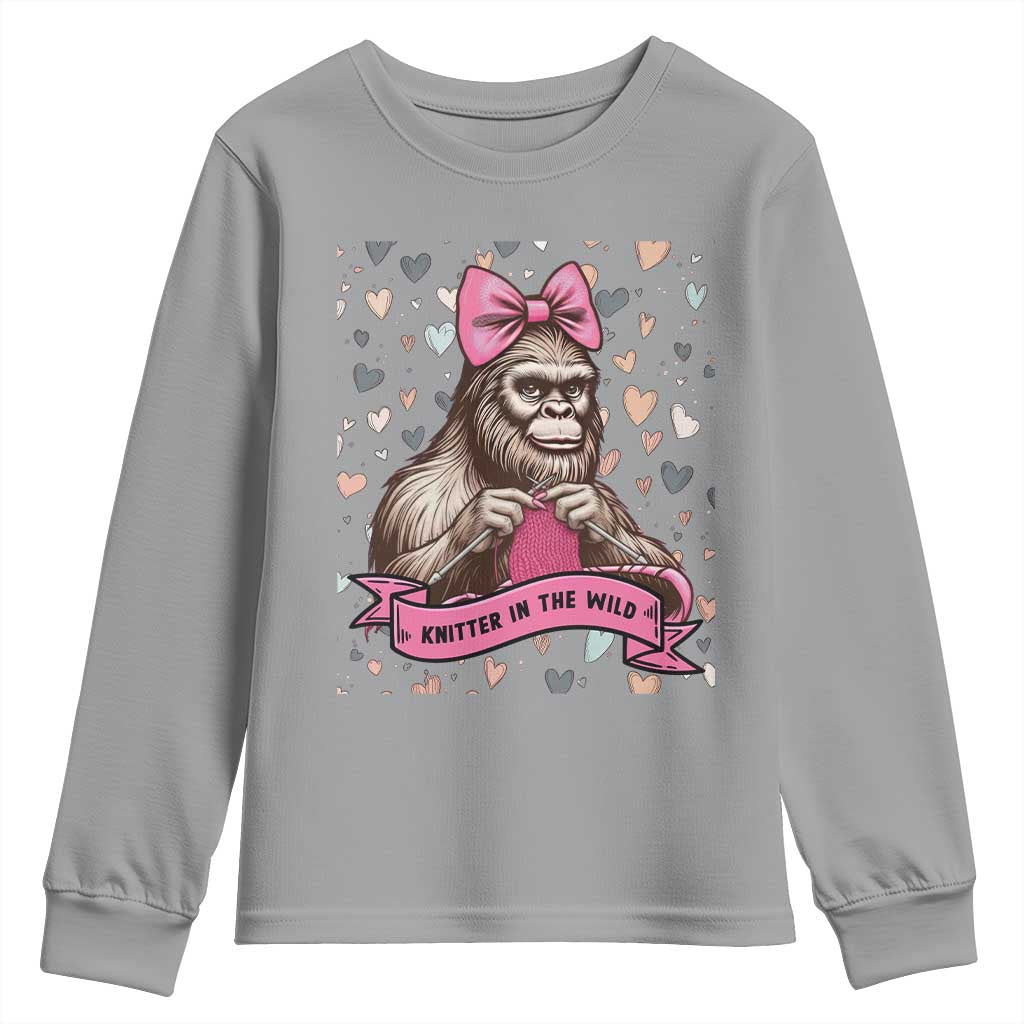 Funny Bigfoot Knitting Youth Sweatshirt Knitter In The Wild TS12 Sport Gray Print Your Wear