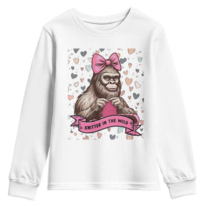 Funny Bigfoot Knitting Youth Sweatshirt Knitter In The Wild TS12 White Print Your Wear