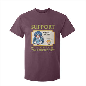 Support Main Funny Gaming Quote T Shirt For Kid Its No KS If You Let Your ADC Die First TS12 Maroon Print Your Wear