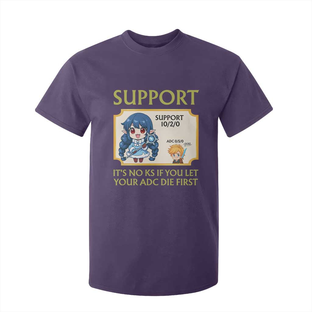 Support Main Funny Gaming Quote T Shirt For Kid Its No KS If You Let Your ADC Die First TS12 Purple Print Your Wear