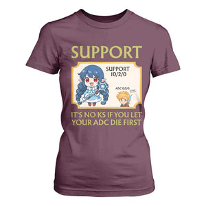 Support Main Funny Gaming Quote T Shirt For Women Its No KS If You Let Your ADC Die First TS12 Maroon Print Your Wear