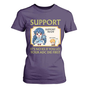 Support Main Funny Gaming Quote T Shirt For Women Its No KS If You Let Your ADC Die First TS12 Purple Print Your Wear