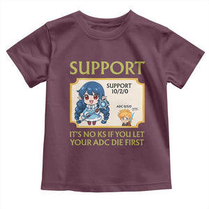 Support Main Funny Gaming Quote Toddler T Shirt Its No KS If You Let Your ADC Die First TS12 Maroon Print Your Wear