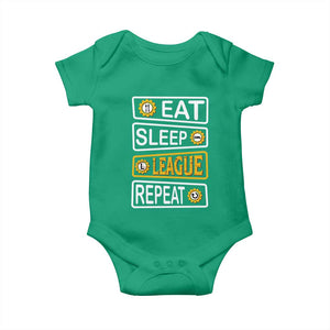 Funny Eat Sleep League Repeat Baby Onesie Gaming Quote Gift For Gamer TS12 Irish Green Print Your Wear