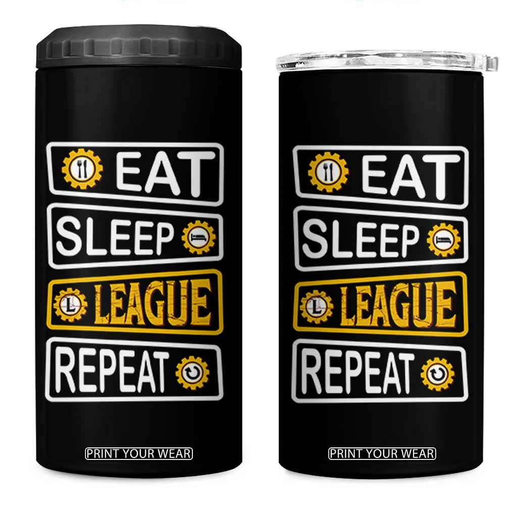 Funny Eat Sleep League Repeat 4 in 1 Can Cooler Tumbler Gaming Quote Gift For Gamer TS12 One Size: 16 oz Black Print Your Wear