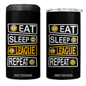 Funny Eat Sleep League Repeat 4 in 1 Can Cooler Tumbler Gaming Quote Gift For Gamer TS12 One Size: 16 oz Black Print Your Wear