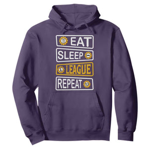 Funny Eat Sleep League Repeat Hoodie Gaming Quote Gift For Gamer TS12 Purple Print Your Wear