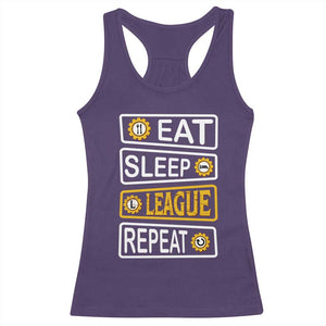 Funny Eat Sleep League Repeat Racerback Tank Top Gaming Quote Gift For Gamer TS12 Purple Print Your Wear
