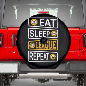 Funny Eat Sleep League Repeat Spare Tire Cover Gaming Quote Gift For Gamer TS12 Black Print Your Wear