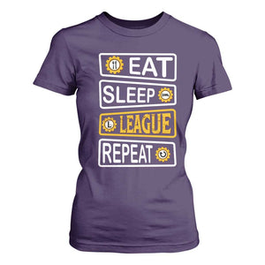 Funny Eat Sleep League Repeat T Shirt For Women Gaming Quote Gift For Gamer TS12 Purple Print Your Wear