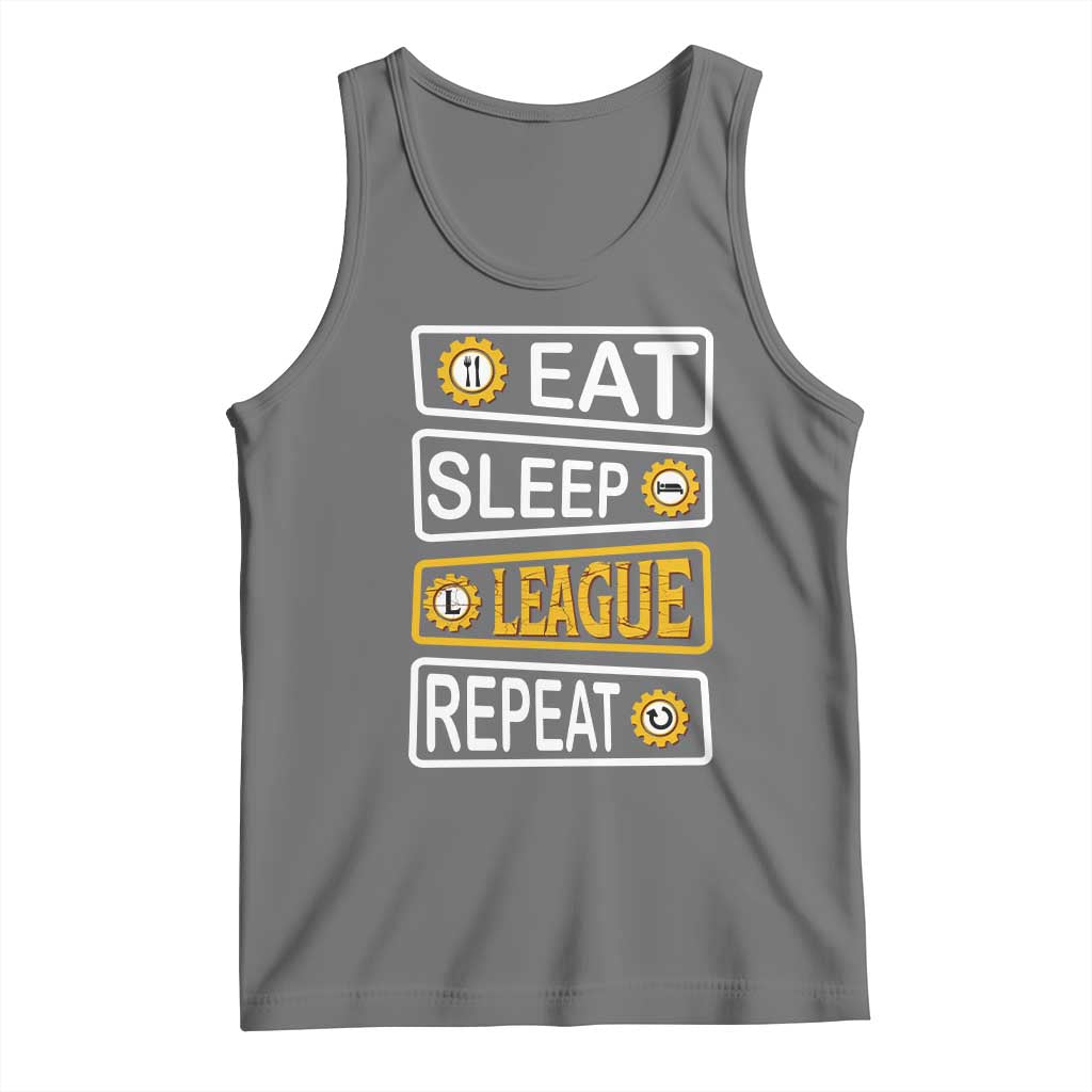 Funny Eat Sleep League Repeat Tank Top Gaming Quote Gift For Gamer TS12 Black Heather Print Your Wear