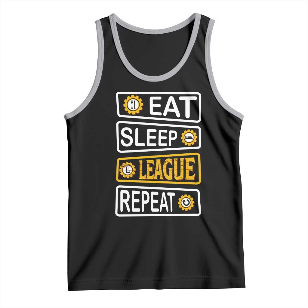 Funny Eat Sleep League Repeat Tank Top Gaming Quote Gift For Gamer TS12 Black Athletic Heather Print Your Wear