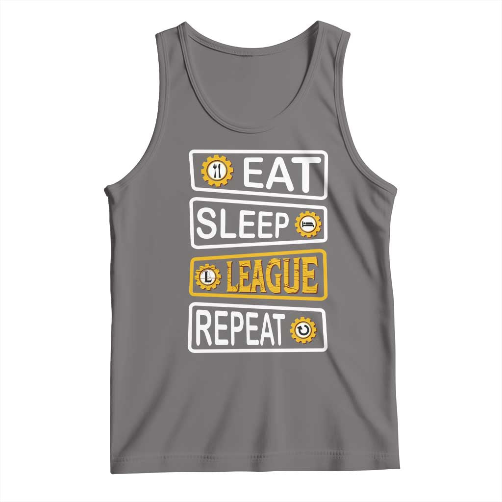 Funny Eat Sleep League Repeat Tank Top Gaming Quote Gift For Gamer TS12 Deep Heather Print Your Wear