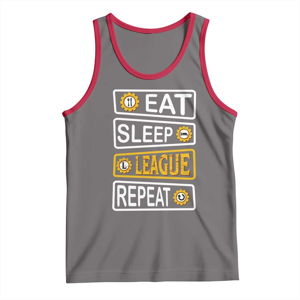 Funny Eat Sleep League Repeat Tank Top Gaming Quote Gift For Gamer TS12 Deep Heather Red Print Your Wear