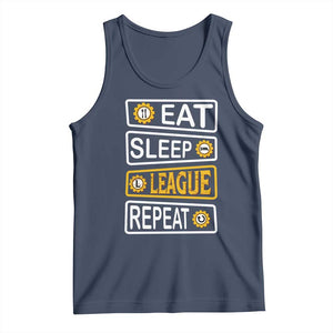 Funny Eat Sleep League Repeat Tank Top Gaming Quote Gift For Gamer TS12 Navy Print Your Wear