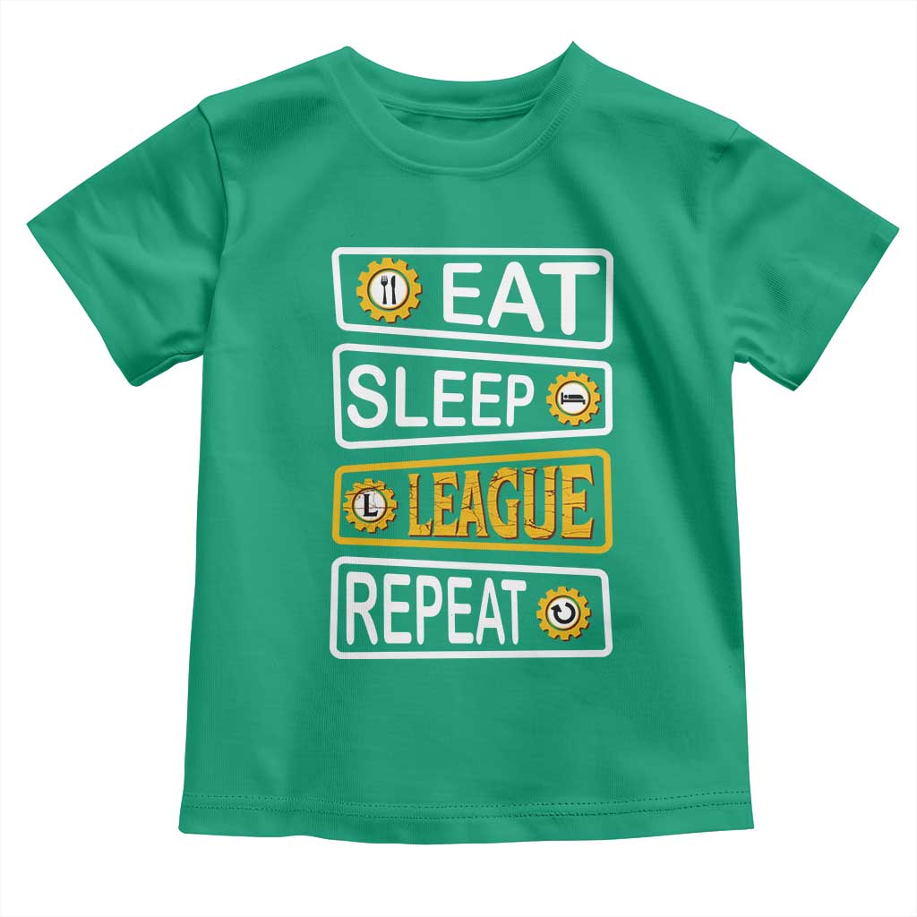 Funny Eat Sleep League Repeat Toddler T Shirt Gaming Quote Gift For Gamer TS12 Irish Green Print Your Wear