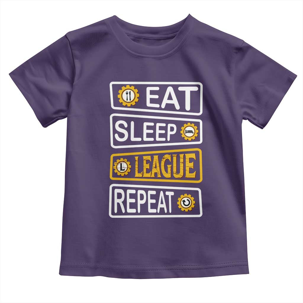 Funny Eat Sleep League Repeat Toddler T Shirt Gaming Quote Gift For Gamer TS12 Purple Print Your Wear