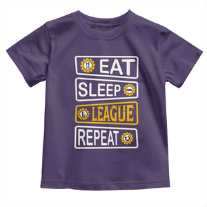 Funny Eat Sleep League Repeat Toddler T Shirt Gaming Quote Gift For Gamer TS12 Purple Print Your Wear