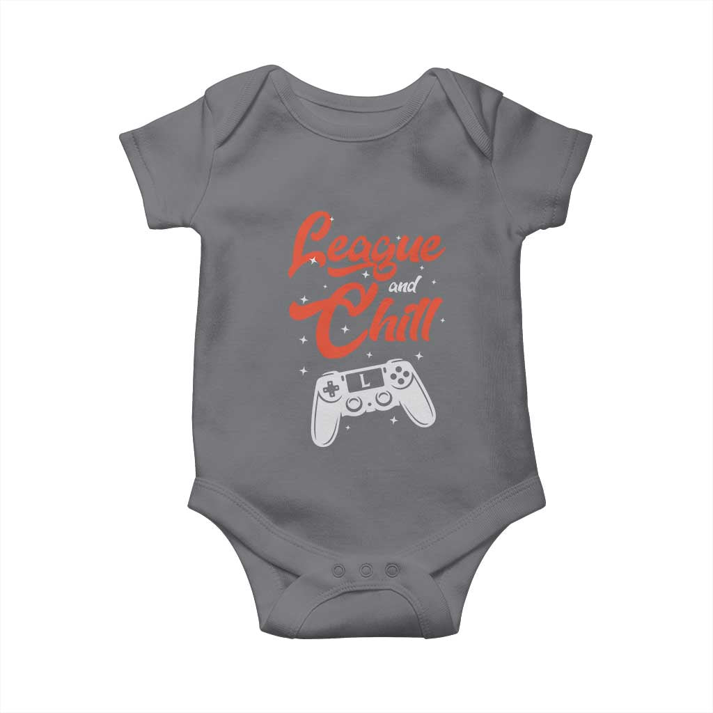 League And Chill Baby Onesie Funny Gaming Quote Gift For Gamer TS12 Charcoal Print Your Wear