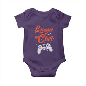 League And Chill Baby Onesie Funny Gaming Quote Gift For Gamer TS12 Purple Print Your Wear