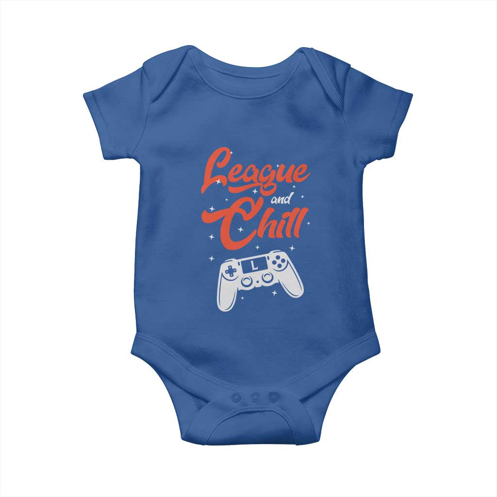 League And Chill Baby Onesie Funny Gaming Quote Gift For Gamer TS12 Royal Blue Print Your Wear