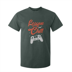 League And Chill T Shirt For Kid Funny Gaming Quote Gift For Gamer TS12 Dark Forest Green Print Your Wear