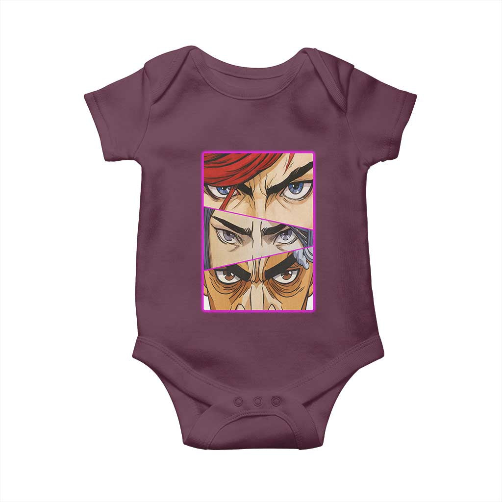 Futuristic Legends Anime Eyes Baby Onesie Gift For League Gamer Fans TS12 Maroon Print Your Wear