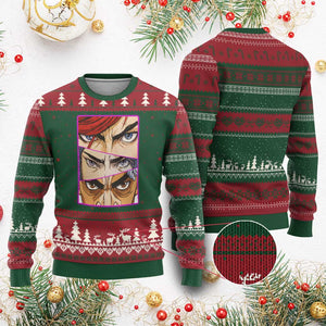 Futuristic Legends Anime Eyes Ugly Christmas Sweater Gift For League Gamer Fans TS12 Red Green Print Your Wear