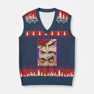 Futuristic Legends Anime Eyes V-Neck Knit Sweater Vest Gift For League Gamer Fans TS12 Navy Red Print Your Wear