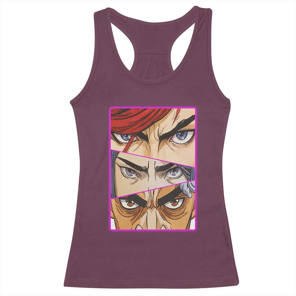Futuristic Legends Anime Eyes Racerback Tank Top Gift For League Gamer Fans TS12 Maroon Print Your Wear